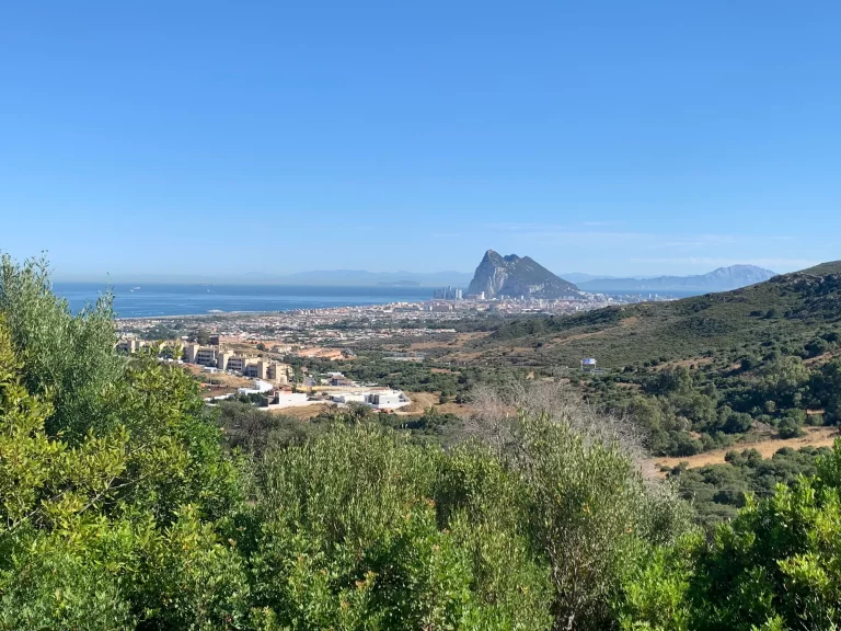 The Rock of Gibraltar seen from the mirador on Sierra Carbonera, above La Linea.