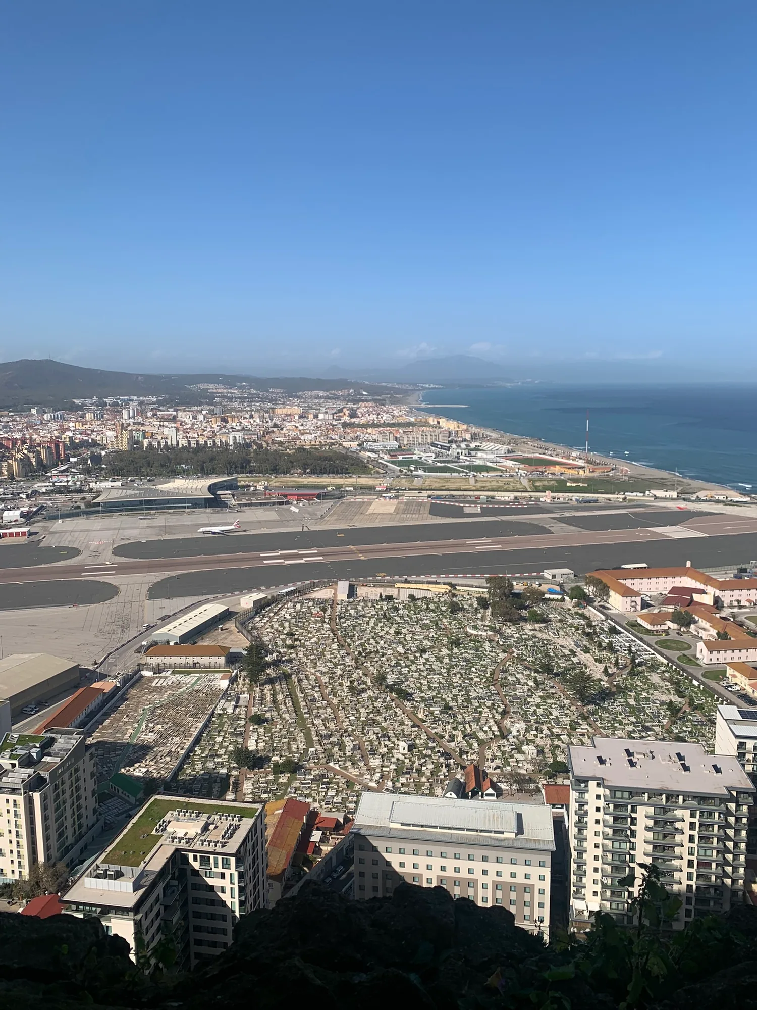 View from the Upper Rock across Gibraltar Airport towards La Línea de la Concepción