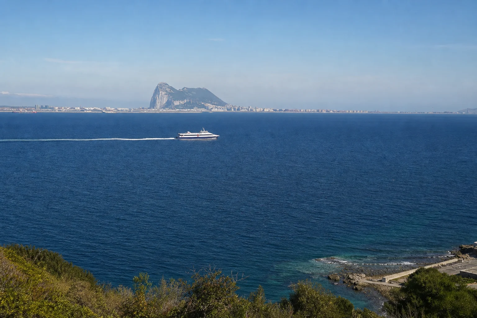 Ferry crossing the Strait from Ceuta towards Gibraltar and La Línea